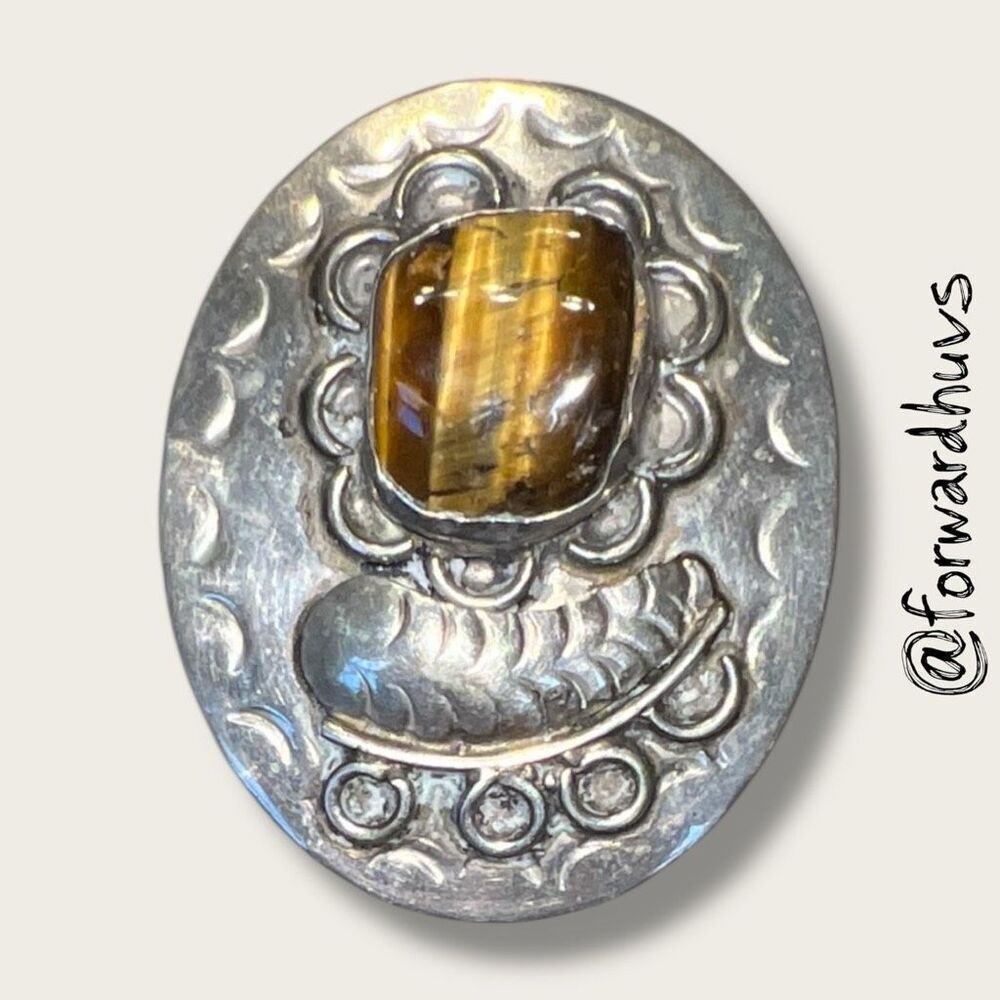 Vintage Hecho En Mexico Bolo Tie Slide – Tiger’s Eye - No Clasp